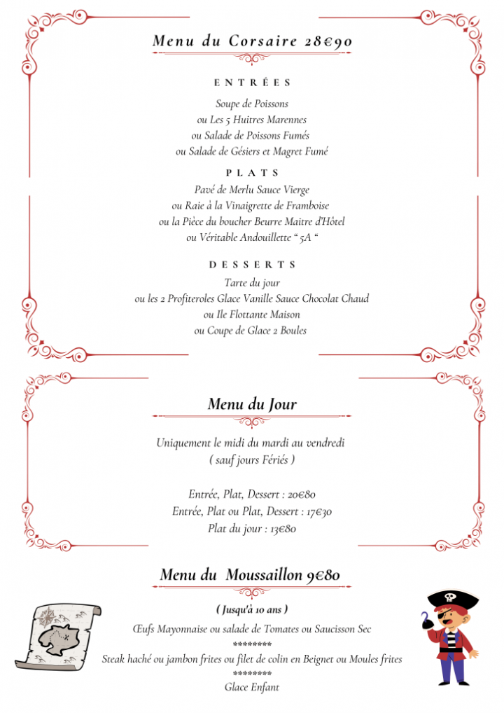 Menus OGABIER Rochefort